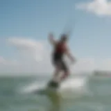 Kiteboarder gliding over Ponce Inlet waters