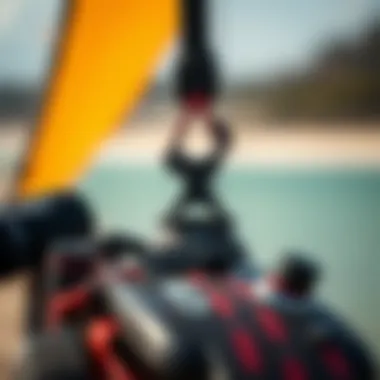 Essential Kiteboarding Gear Close-up of kiteboarding gear and equipment