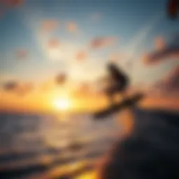 Serene kiteboarding scene at sunset