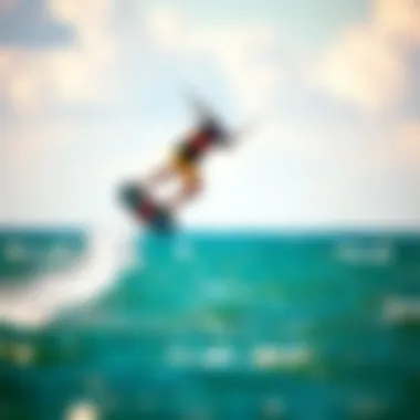 Kiteboarding Trick Showcase Kiteboarder performing a trick during a competition