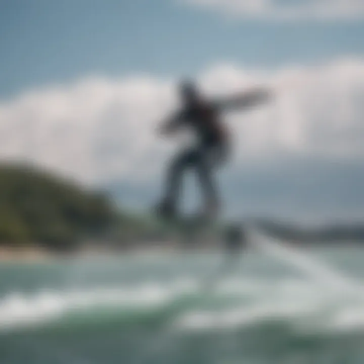 Expert demonstrating hydrofoil kiteboarding techniques