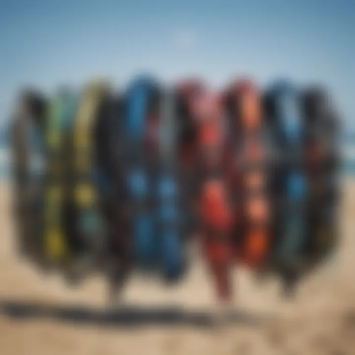 Various types of kite surfing harnesses displayed together