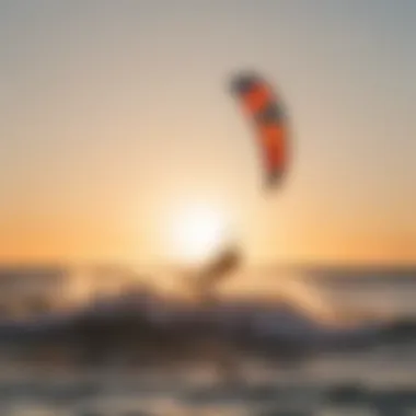 Vibrant kitesurfing scene at sunset