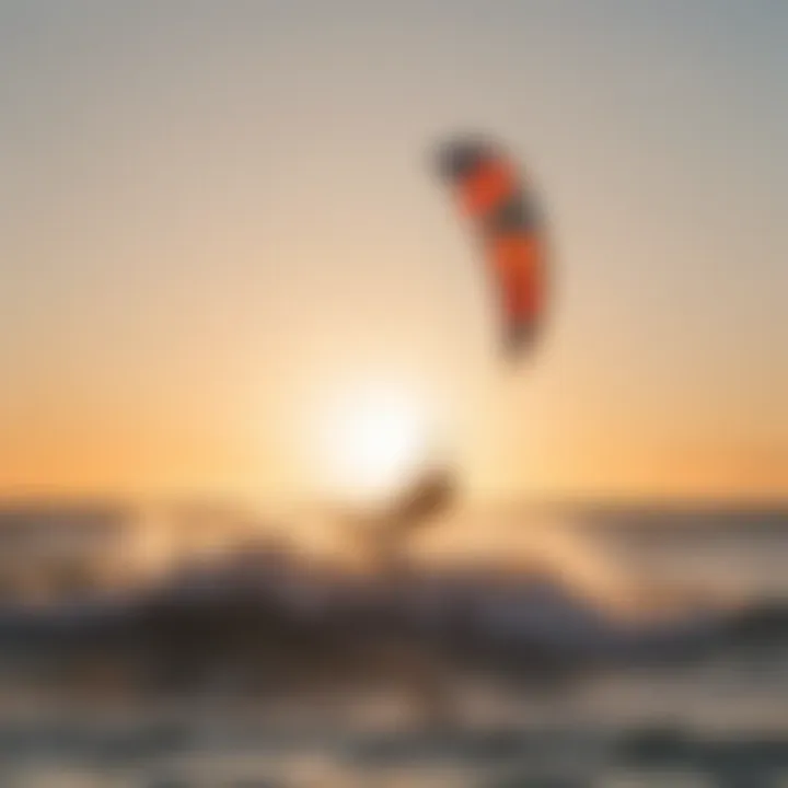 Vibrant kitesurfing scene at sunset