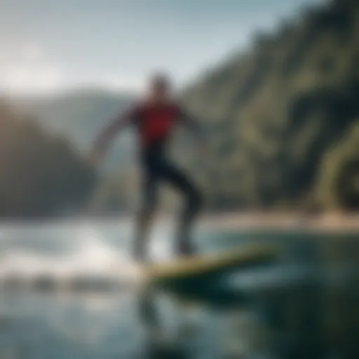 Dynamic hydrofoil surfboard gliding over water