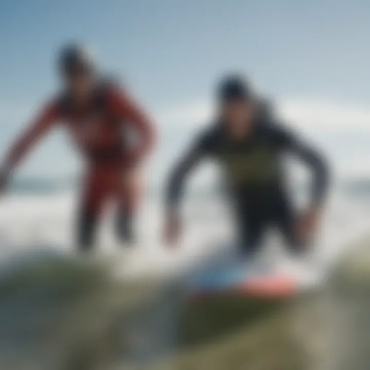 Happy riders enjoying the waves with second-hand gear