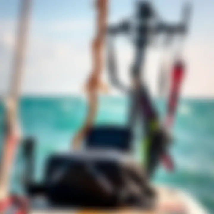 A well-maintained used kitesurfing setup ready for the water