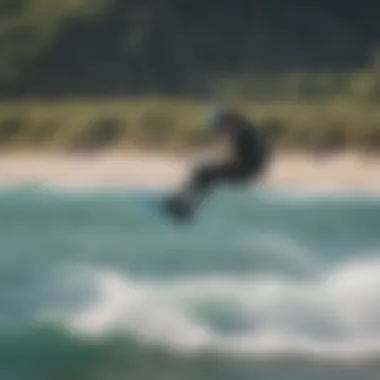 Ideal Kiteboarding Conditions A scenic view of optimal kiteboarding conditions with perfect waves