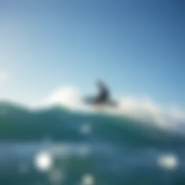 Surfer Mastering Hydrofoiling A serene ocean scene with a surfer mastering hydrofoiling techniques