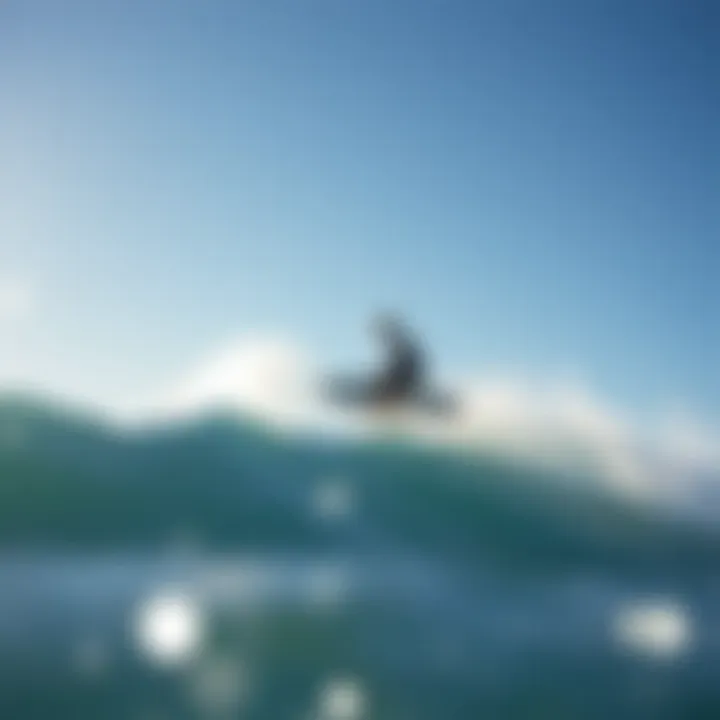 Surfer Mastering Hydrofoiling A serene ocean scene with a surfer mastering hydrofoiling techniques