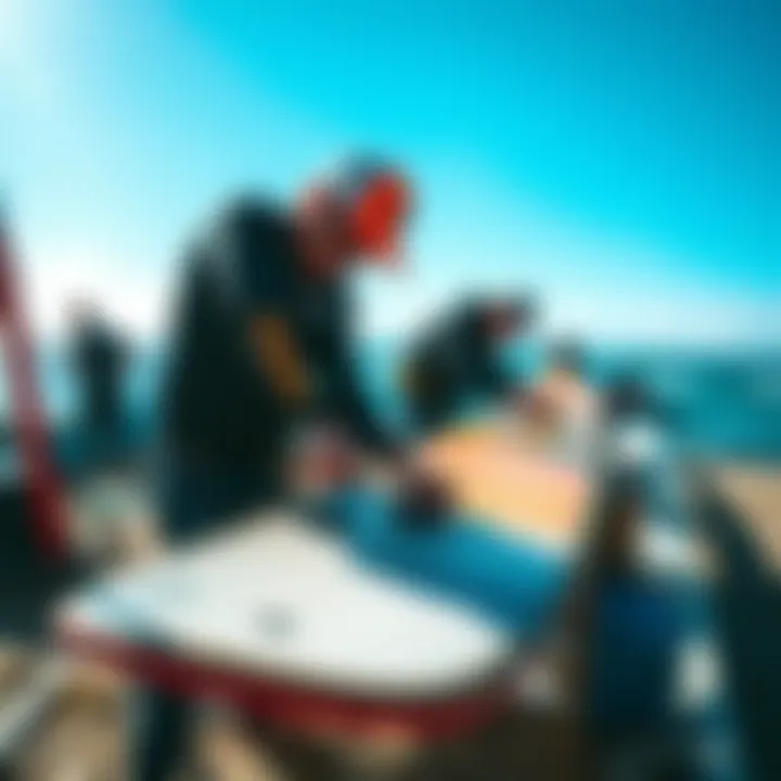 Kiteboard maintenance tips demonstrated in a workshop