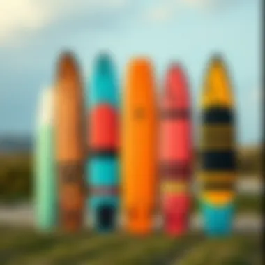 Variety of twin tip kiteboards displayed for comparison