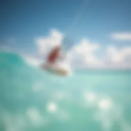 A vibrant kiteboarder soaring through the turquoise waters of the Caribbean, showcasing the thrill of the sport.