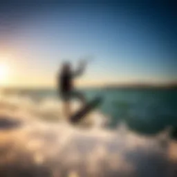 Dynamic kiteboarding session with waist leash