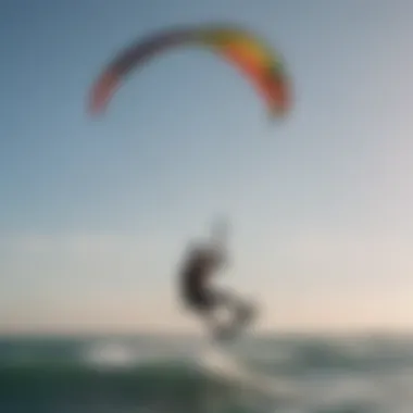 Kiteboarder checking wind conditions with mobile app