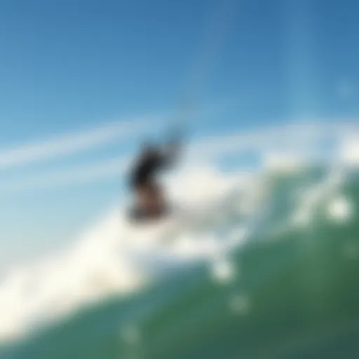 Dynamic kitesurfing action on the waves