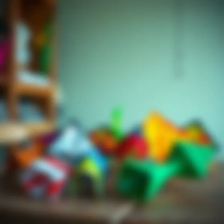 Diverse Range of Small Kites A selection of small kites displayed on a wooden table