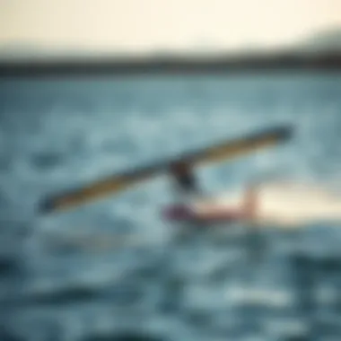 An exhilarating efoil gliding over calm waters