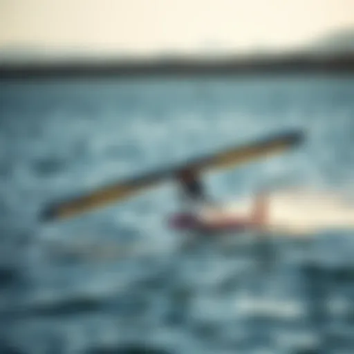 Efoil Gliding on Water An exhilarating efoil gliding over calm waters