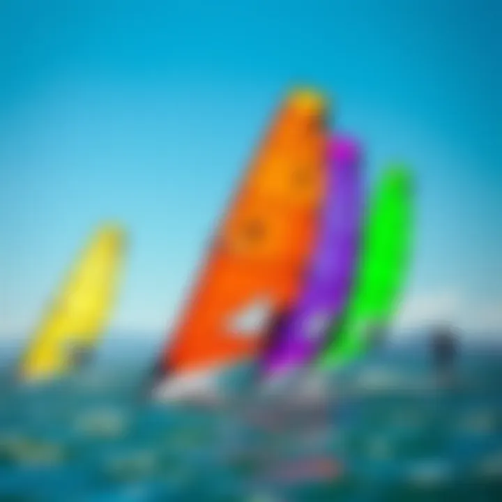 Vibrant Kiteboarding Sails at Tomales Bay A stunning view of Tomales Bay showcasing the vibrant colors of kiteboarding sails against the serene waters.