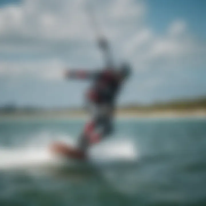 A skilled rider maneuvering a kiteboard on the water