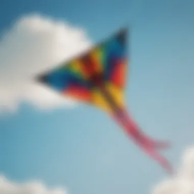 A vibrant kite soaring against a clear blue sky