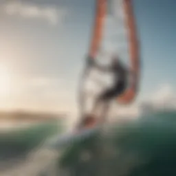 A windsurfer navigating the waves with skill and precision