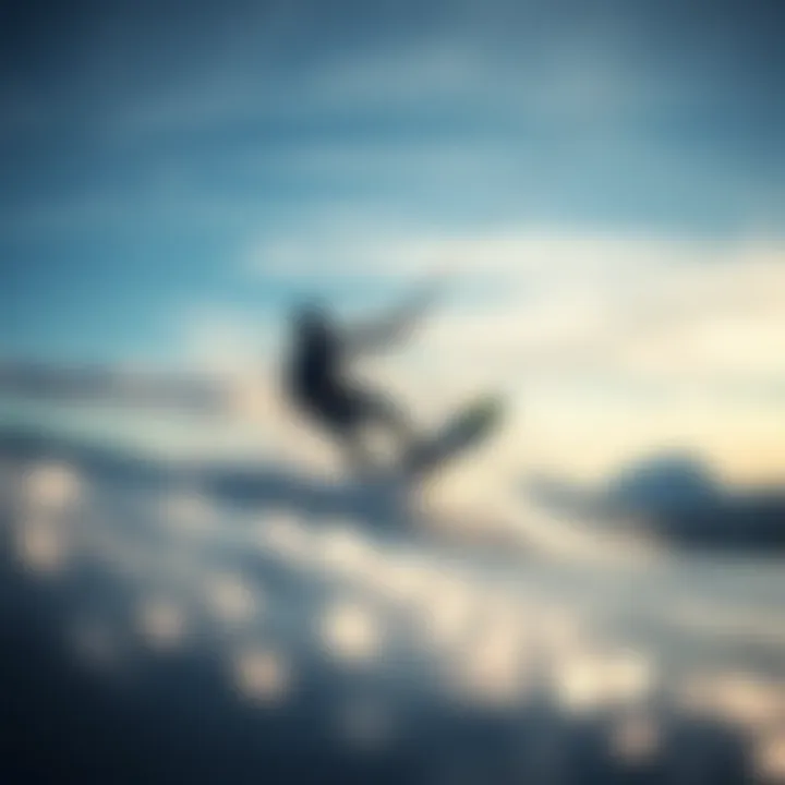 Kiteboarding in Winter Kiteboarder riding on winter waves with a well-fitted wetsuit