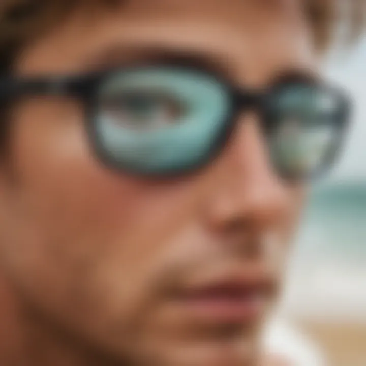 Surfer applying sunscreen around the eyes to protect from UV rays