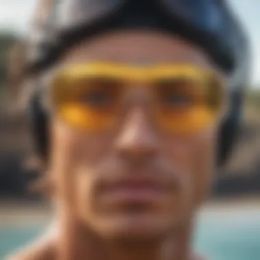 Close-up of UV protective eyewear designed for water sports