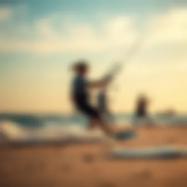 A picturesque beach scene with kiteboarders using F1 kites