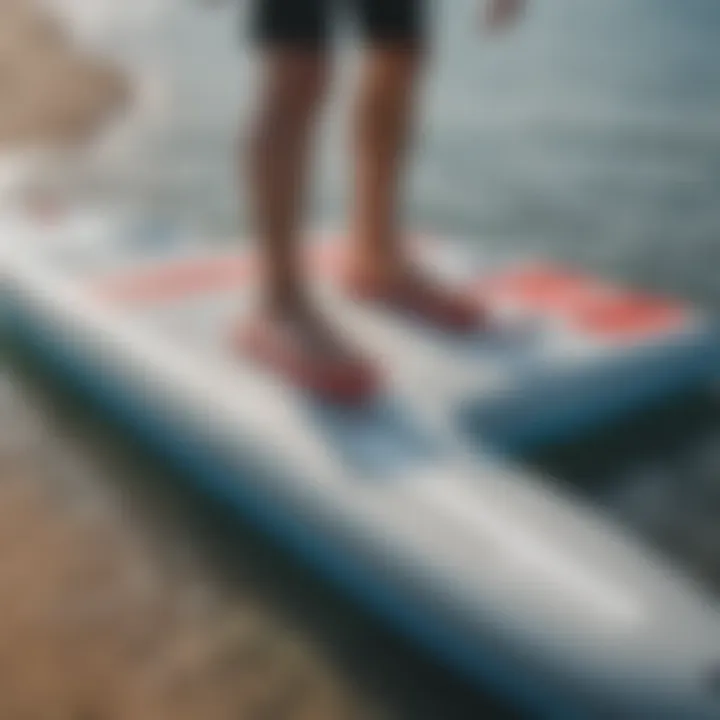 Close-up of the Fanatic inflatable foil board showcasing its sleek design and materials.