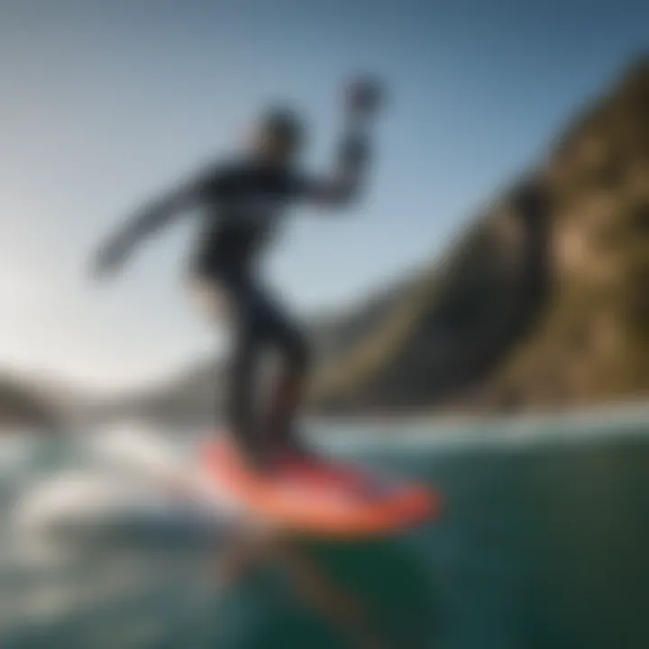 A kiteboarder demonstrating advanced riding techniques while using the Fanatic Wing Board.