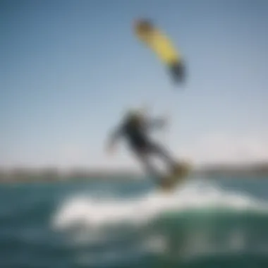 An informational graphic illustrating essential safety protocols for foil kiteboarding.