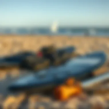 Essential Foilsurfing Gear Foilsurfing gear laid out on the beach