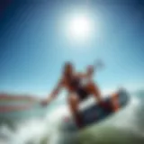 Kiteboarder showcasing freedom leash in action