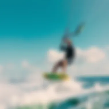 Autonomy and Safety in Kiteboarding A serene kiteboarding scene emphasizing autonomy and safety
