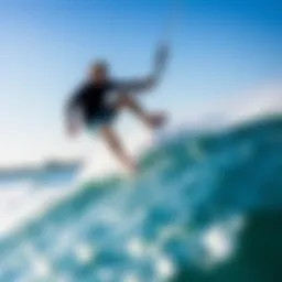 Freeride kiteboarding action shot