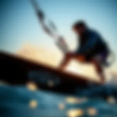 Hydro foil mechanics in action during kiteboarding