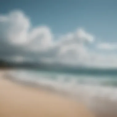 A serene beach scene with ideal conditions for foil kiteboarding, emphasizing the beauty of the location.