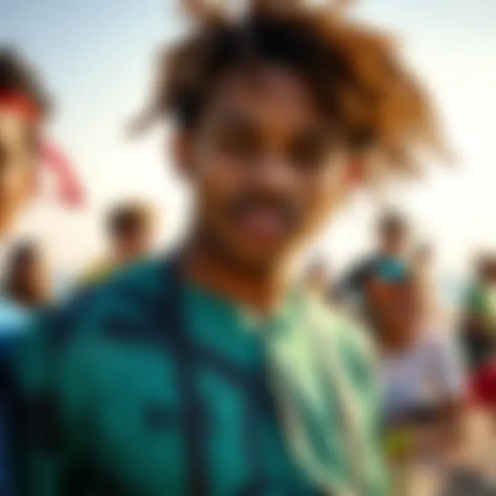 Diverse kiteboarders participating in a community event sponsored by IKO