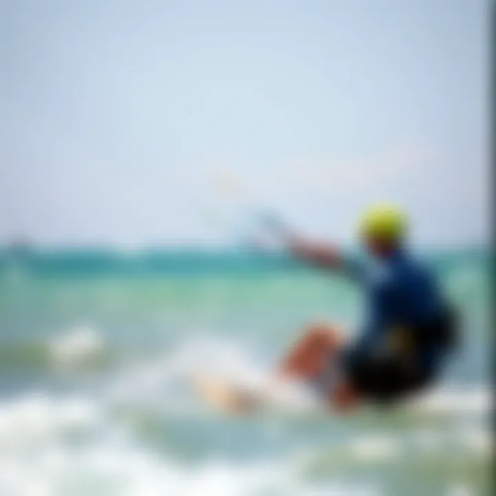 An expert kitesurfer demonstrating advanced techniques on crystal clear waters.