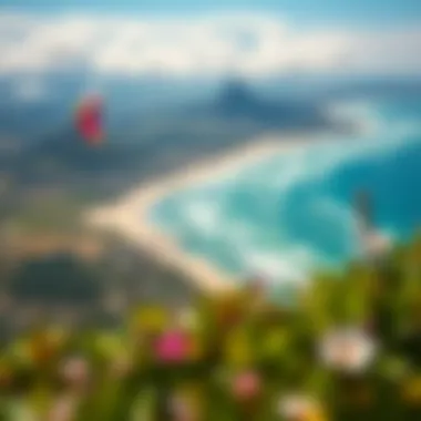 A breathtaking aerial view of a popular kitesurfing destination, capturing its scenic beauty.