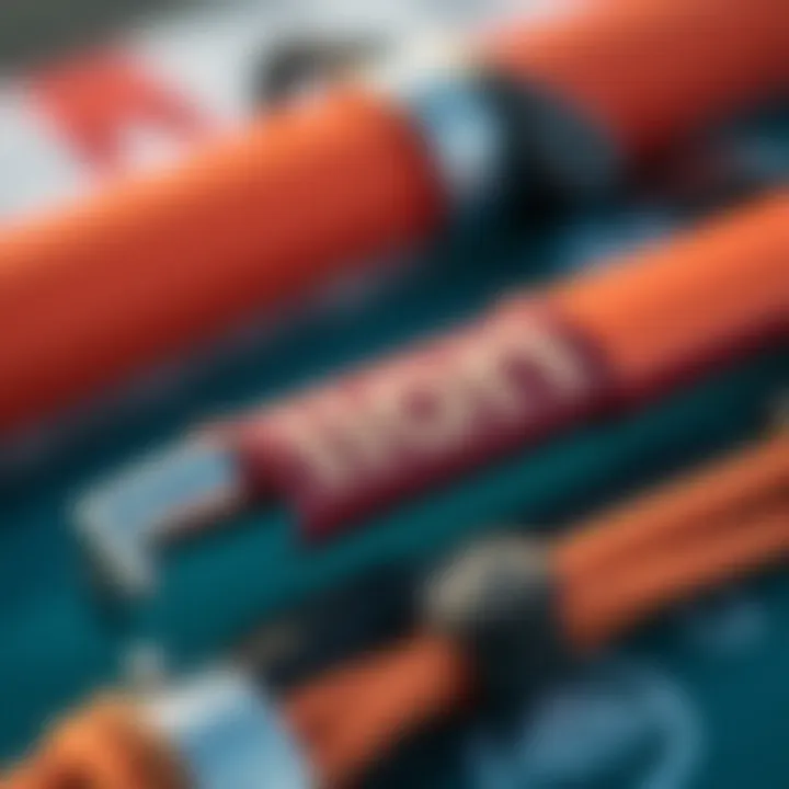 A close-up of high-quality Ion kitesurfing equipment highlighting its craftsmanship.