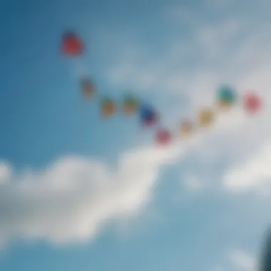 Colorful kites soaring against a clear blue sky