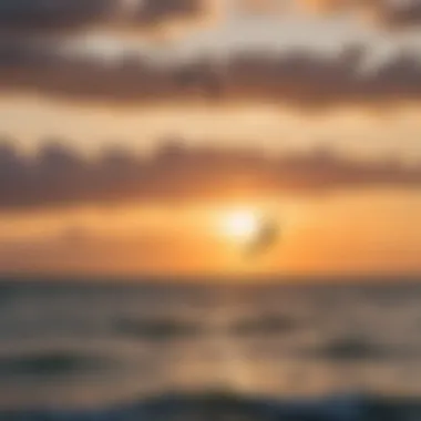 Sunset view of kiteboarders at play