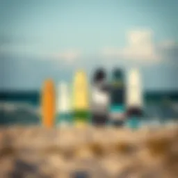 Illustration of various kite board sizes for comparison