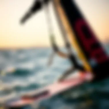 Close-up of a high-performance foil and kite setup.