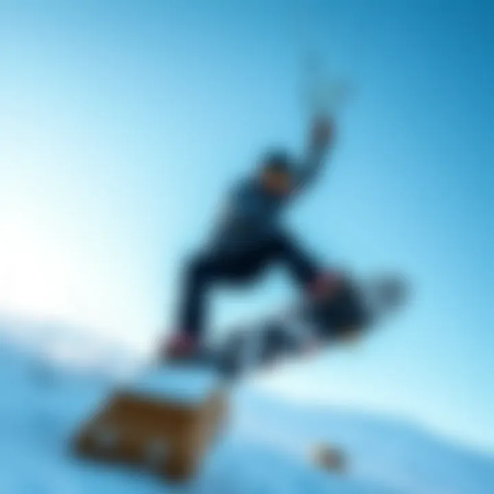 Athlete Demonstrating Kite Landboarding Techniques An athlete showcasing advanced techniques while landboarding on a thrilling terrain.