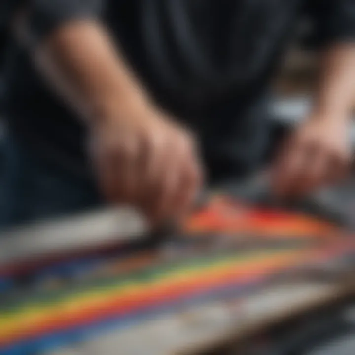 Detailed view of a kite being repaired with tools and materials